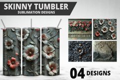 3D Flowers Tumbler Wrap | Sublimation Design | Tumble PNG Product Image 1