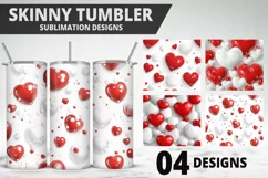Valentines Love Skinny Tumbler PNG Wrap| Valentines Tumbler Product Image 1