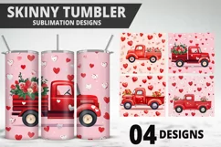 Truck With Hearts Tumbler Wrap| Valentine's Day Tumbler Wrap Product Image 1