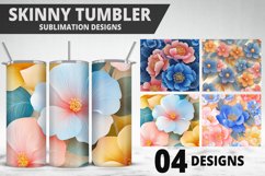 3D Flowers Tumbler Wrap | Sublimation Design | Tumble PNG Product Image 1