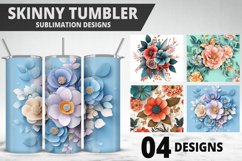 3D Flowers Tumbler Wrap | Sublimation Design | Tumble PNG Product Image 1