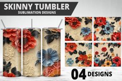 3D Flowers Tumbler Wrap | Sublimation Design | Tumble PNG Product Image 1
