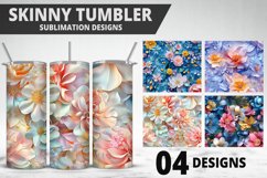 3D Flowers Tumbler Wrap | Sublimation Design | Tumble PNG Product Image 1
