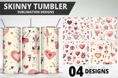 Valentines Love Skinny Tumbler PNG Wrap| Valentines Tumbler Product Image 1