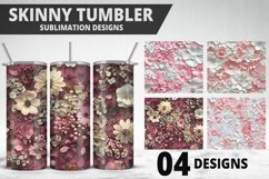 3D Flowers Tumbler Wrap | Sublimation Design | Tumble PNG Product Image 1