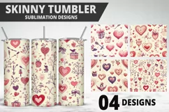 Valentines Love Skinny Tumbler PNG Wrap| Valentines Tumbler Product Image 1