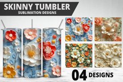 3D Flowers Tumbler Wrap | Sublimation Design | Tumble PNG Product Image 1
