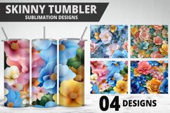3D Flowers Tumbler Wrap | Sublimation Design | Tumble PNG Product Image 1
