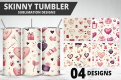 Valentines Love Skinny Tumbler PNG Wrap| Valentines Tumbler Product Image 1