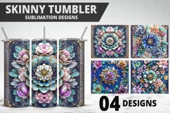 3D Flowers Tumbler Wrap | Sublimation Design | Tumble PNG Product Image 1