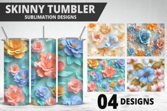 3D Flowers Tumbler Wrap | Sublimation Design | Tumble PNG Product Image 1