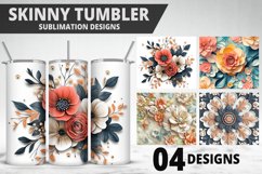 3D Flowers Tumbler Wrap | Sublimation Design | Tumble PNG Product Image 1