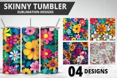 3D Flowers Tumbler Wrap | Sublimation Design | Tumble PNG Product Image 1