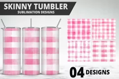 Pink Plaid Tumbler Design | Valentine's Day Tumbler Wrap Product Image 1