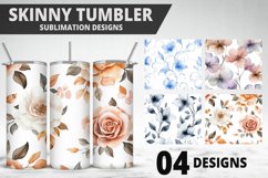 Flowers Tumbler Wrap | Sublimation Design | Tumble PNG Product Image 1