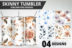 Flowers Tumbler Wrap | Sublimation Design | Tumble PNG Product Image 1