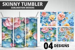 3D Flowers Tumbler Wrap | Sublimation Design | Tumble PNG Product Image 1