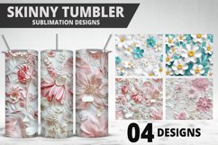 3D Flowers Tumbler Wrap | Sublimation Design | Tumble PNG Product Image 1