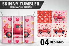 Truck With Hearts Tumbler Wrap| Valentine's Day Tumbler Wrap Product Image 1