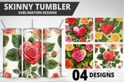 Rose Tumbler Sublimation | Valentine's Day Tumbler Wrap Product Image 1
