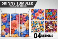 3D Flowers Tumbler Wrap | Sublimation Design | Tumble PNG Product Image 1