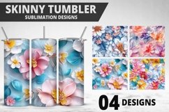 3D Flowers Tumbler Wrap | Sublimation Design | Tumble PNG Product Image 1