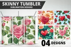 Rose Tumbler Sublimation | Valentine's Day Tumbler Wrap Product Image 1