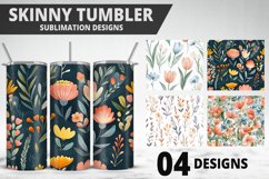 Flowers Tumbler Wrap | Sublimation Design | Tumble PNG Product Image 1