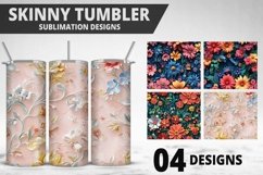 3D Flowers Tumbler Wrap | Sublimation Design | Tumble PNG Product Image 1
