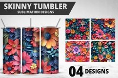 3D Flowers Tumbler Wrap | Sublimation Design | Tumble PNG Product Image 1