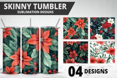 Christmas Flowers Tumbler Wrap | Sublimation Design | Tumble Product Image 1