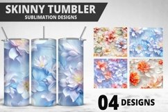 3D Flowers Tumbler Wrap | Sublimation Design | Tumble PNG Product Image 1