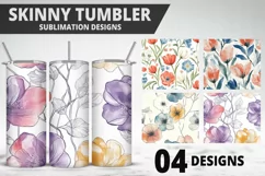 Flowers Tumbler Wrap | Sublimation Design | Tumble PNG Product Image 1