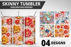 3D Flowers Tumbler Wrap | Sublimation Design | Tumble PNG Product Image 1