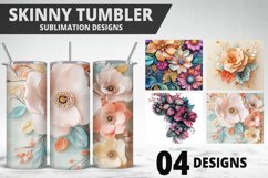 3D Flowers Tumbler Wrap | Sublimation Design | Tumble PNG Product Image 1