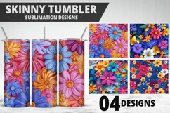 3D Flowers Tumbler Wrap | Sublimation Design | Tumble PNG Product Image 1