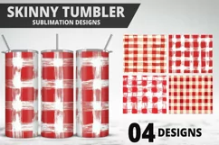 Red Plaid Tumbler Design | Valentine's Day Tumbler Wrap Product Image 1
