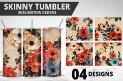 3D Flowers Tumbler Wrap | Sublimation Design | Tumble PNG Product Image 1