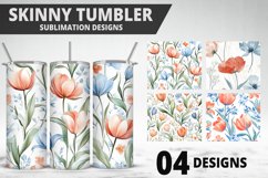 Flowers Tumbler Wrap | Sublimation Design | Tumble PNG Product Image 1