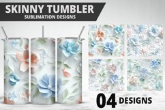 3D Flowers Tumbler Wrap | Sublimation Design | Tumble PNG Product Image 1