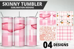 Pink Plaid Tumbler Design | Valentine's Day Tumbler Wrap Product Image 1
