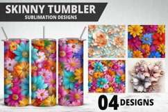 3D Flowers Tumbler Wrap | Sublimation Design | Tumble PNG Product Image 1