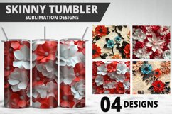 3D Flowers Tumbler Wrap | Sublimation Design | Tumble PNG Product Image 1