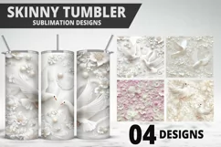 3D Christmas Doves Tumbler Wrap - 20 Oz Skinny Tumbler PNG Product Image 1