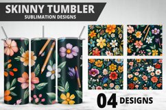 Flowers Tumbler Wrap | Sublimation Design | Tumble PNG Product Image 1