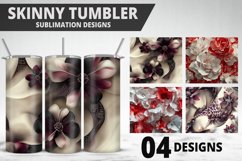 3D Flowers Tumbler Wrap | Sublimation Design | Tumble PNG Product Image 1