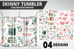 Book And Flowers Tumbler Design| Valentine Tumbler Wrap Product Image 1