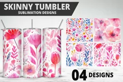 Flowers Tumbler Wrap | Sublimation Design | Tumble PNG Product Image 1