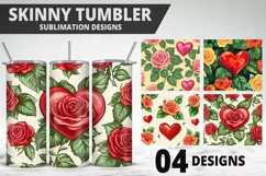 Rose Tumbler Sublimation | Valentine's Day Tumbler Wrap Product Image 1