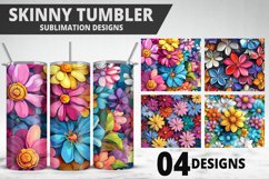 3D Flowers Tumbler Wrap | Sublimation Design | Tumble PNG Product Image 1